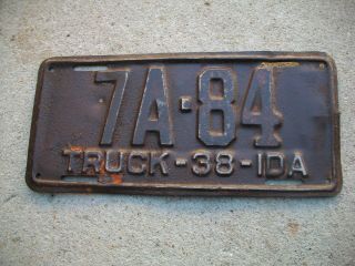 Antique Vintage Rare Dated 1938 7 A Idaho License Plate