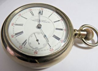 ANTIQUE 1894 WALTHAM CRESCENT 21 ' J RAILROAD POCKET WATCH 18 ' S GOLD DEER ON CASE 11