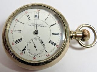 ANTIQUE 1894 WALTHAM CRESCENT 21 ' J RAILROAD POCKET WATCH 18 ' S GOLD DEER ON CASE 2