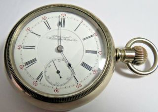 ANTIQUE 1894 WALTHAM CRESCENT 21 ' J RAILROAD POCKET WATCH 18 ' S GOLD DEER ON CASE 3