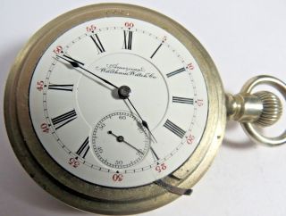 ANTIQUE 1894 WALTHAM CRESCENT 21 ' J RAILROAD POCKET WATCH 18 ' S GOLD DEER ON CASE 7