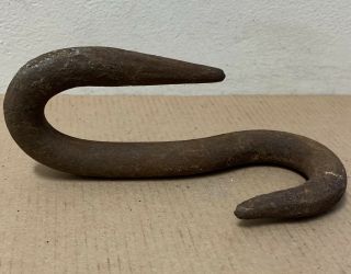 Antique Double End Hook Offset Butcher Hunter Meat Hanging Fireplace 6 " Forged