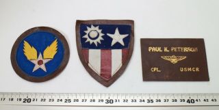 Us Ww2 Cbi Pilot Flight Squadron Leather Name Patches 007 - 3599
