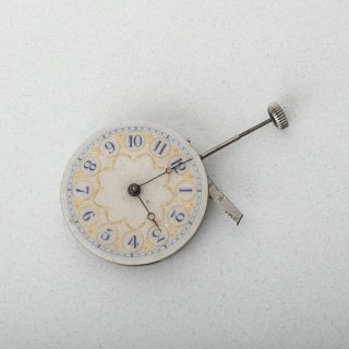 Antique Longines Swiss Made Pocket Watch Fancy Face Blue Enamel Dial Parts