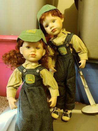 Danbury John Deere Boy And Girl Dolls