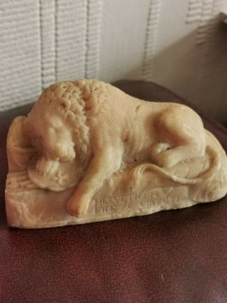 Grand Tour Souvenir Carved Alabaster Lion Of Lucerne