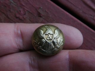 Large Civil War Artillery Button With A In Shield Measures 13/16 Th Inch