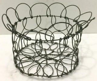 Vtg C1950s Sturdy Farm Wire Egg Basket/collapsible
