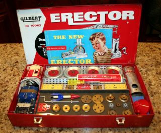 Vintage 1951 Gilbert Erector 10062 Steam Engine Set Complete