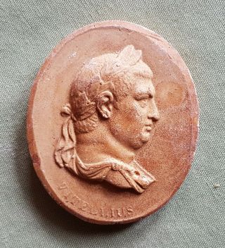 Vintage Plaster Cameo Intaglio Of Roman Emperor Vitellius