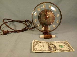 Vintage Telechron 5h59,  Mcm Mid Century Retro Satellite Shelf Mantle Clock