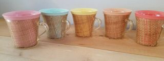 Vintage Mid - Century Melmac Coffee Cups,  Mugs.  Set Of 5.  Fluted.  Exc.