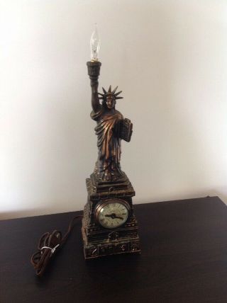 United Clock Company - Statue Of Liberty Electric Mantel Clock With Light