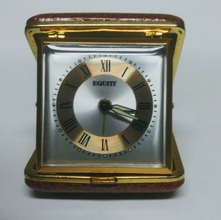 Vintage Travel Alarm Clock By Equity Wind Up - Roman Numerals