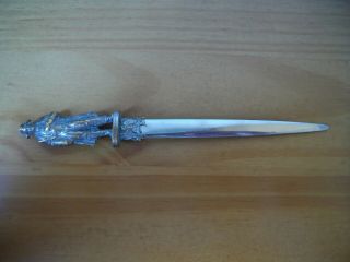 19thC French desktop letter opener with gilt metal finial of Napoleon 3