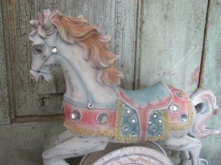 Sweet Primitive Metal & Rhinestone Carousel Rocking Horse Home Decor Toy 2