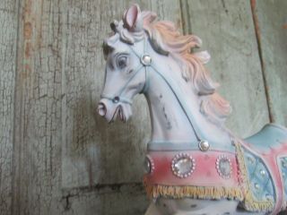 Sweet Primitive Metal & Rhinestone Carousel Rocking Horse Home Decor Toy 3