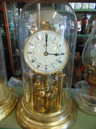 Vintage Schatz Anniversary Clock Brass W/glass Dome