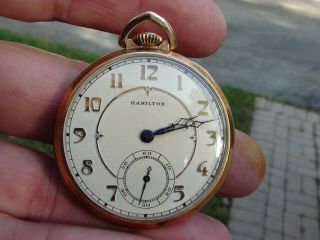 Very Antique Gold Filled Open Face Hamilton Pocket Watch Ca.  1923