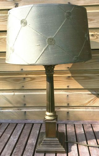 Laura Ashley Brass Neoclassical Corinthian Column & Gold Shade Table Lamp Light