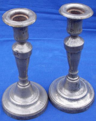 18th century French Empire period pewter candlesticks circa 1795 7