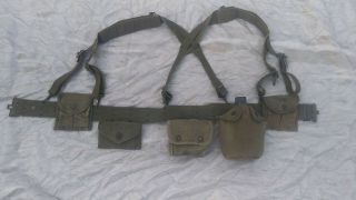 US Army WW2/Korean war era M - 1944 / M - 1945 Combat Backpack & Belt & More 2