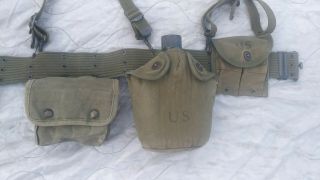 US Army WW2/Korean war era M - 1944 / M - 1945 Combat Backpack & Belt & More 8