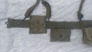 US Army WW2/Korean war era M - 1944 / M - 1945 Combat Backpack & Belt & More 9