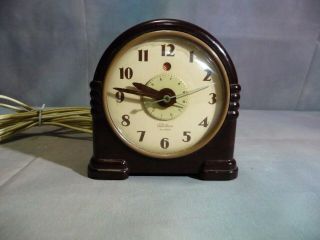 Vintage Art Deco Bakelite Telechron Electric Clock Model 7h125 Usa 1940 