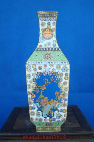 250mm Handmade Painting Cloisonne Porcelain Vase Flower Bird YongZheng Mark 3