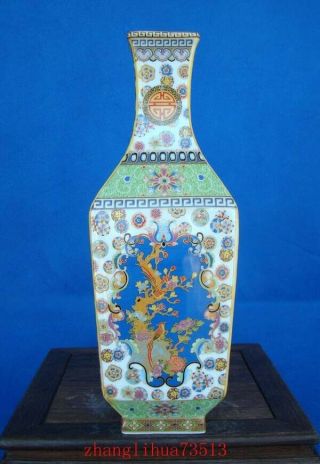 250mm Handmade Painting Cloisonne Porcelain Vase Flower Bird YongZheng Mark 4