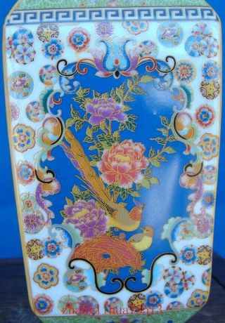 250mm Handmade Painting Cloisonne Porcelain Vase Flower Bird YongZheng Mark 5