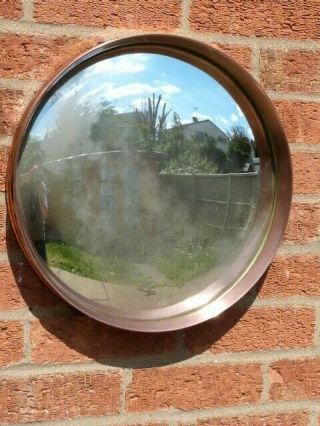 Vintage 1930/50s Round Copper Framed Convex Wall Mirror With Distressed Glass