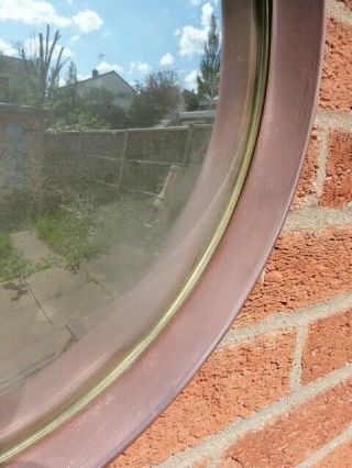 VINTAGE 1930/50s ROUND COPPER FRAMED CONVEX WALL MIRROR WITH DISTRESSED GLASS 6