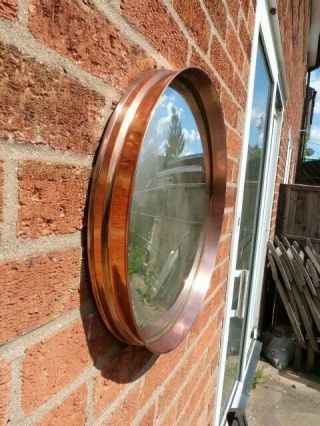 VINTAGE 1930/50s ROUND COPPER FRAMED CONVEX WALL MIRROR WITH DISTRESSED GLASS 7