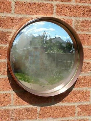 VINTAGE 1930/50s ROUND COPPER FRAMED CONVEX WALL MIRROR WITH DISTRESSED GLASS 8