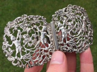 Antique Art Nouveau Solid Silver Sterling Silver Hallmarked Cherub Belt Buckle