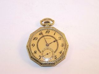 1925 Hamilton 12s 17 Jewel 912 14k Gold Filled Octagon Pocket Watch