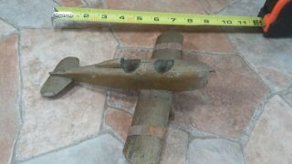 Antique 1930s - 40s Airplane Wood Folk Art Primitive Toy Hand Carved Made Model