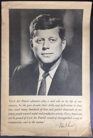 Circa 1961 John F.  Kennedy Civil Air Patrol Commendation Poster