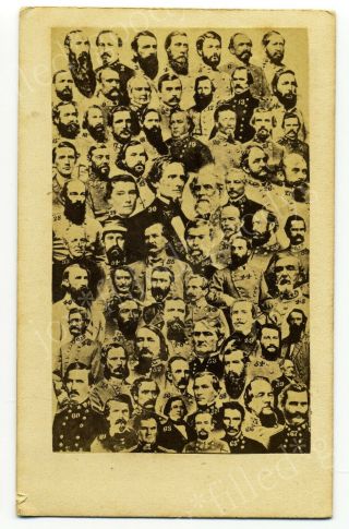 67 Confederate Generals Officers & President Photo Collage Civil War Time Cdv