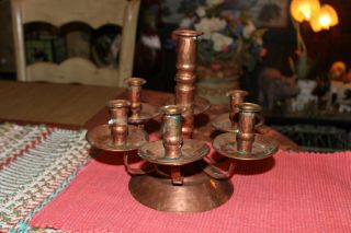 Vintage Arts & Crafts Movement Copper Candlestick Holder - Holds 7 Candles