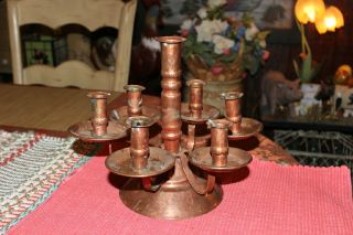 Vintage Arts & Crafts Movement Copper Candlestick Holder - Holds 7 Candles 2