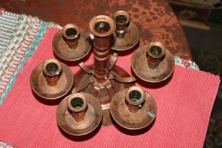Vintage Arts & Crafts Movement Copper Candlestick Holder - Holds 7 Candles 5