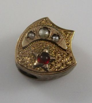 10k Gold Slide Victorian Seed Pearl Garnet Vintage 2.  3 Grams