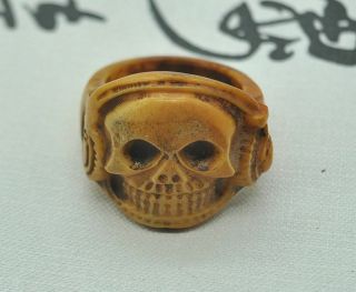 Chinese Ancient Old Bone Hand - Carved Ring M08 《戒指》
