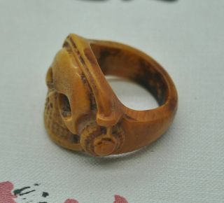 Chinese ancient old bone hand - carved Ring M08 《戒指》 2