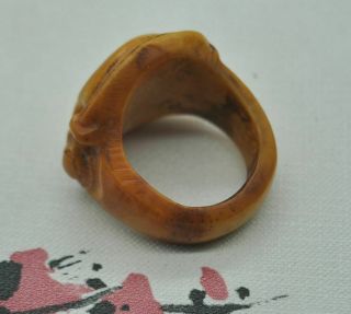 Chinese ancient old bone hand - carved Ring M08 《戒指》 3