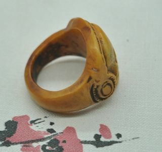 Chinese ancient old bone hand - carved Ring M08 《戒指》 4