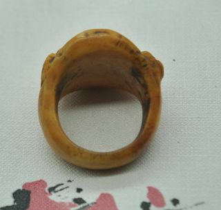 Chinese ancient old bone hand - carved Ring M08 《戒指》 5